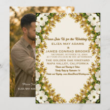 Invitación de boda con foto de dogwood de Carolina