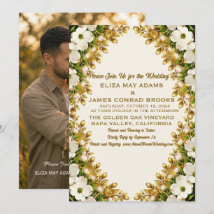 Invitación de boda con foto de dogwood de Carolina