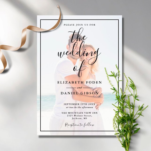 Invitación de boda con foto de elegante letra (Subido por el creador)