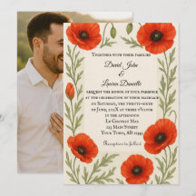 Invitación de boda con foto de ensueño de amapola