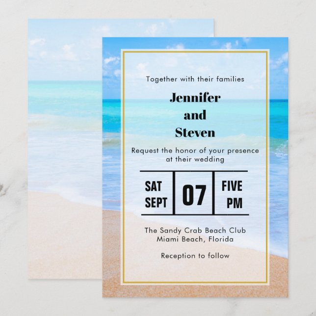 Invitación de Boda con Foto de Escena Tropical de  (Anverso / Reverso)
