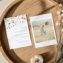 Invitación de boda con foto de flores silvestres m