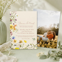 Invitación de Boda con Foto de Jardín de Flores Si