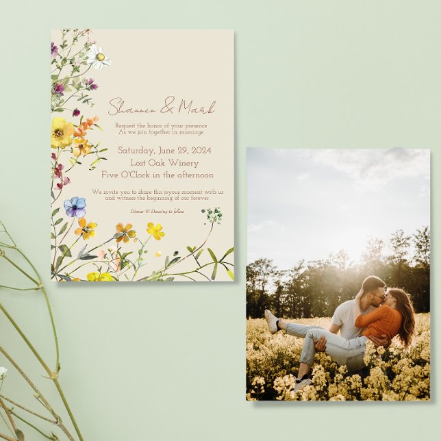 Invitación de Boda con Foto de Jardín de Flores Si (Subido por el creador)