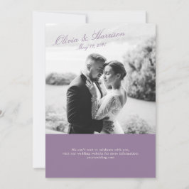Invitación de boda con foto de jardín malva