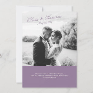 Invitación de boda con foto de jardín malva