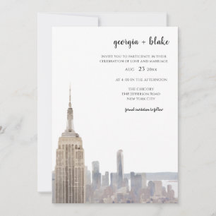 Invitación de boda con foto de la silueta de Nueva