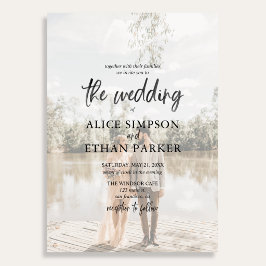 Invitación de boda con foto de letra de pincel mod