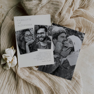 Invitación de boda con foto de marfil moderno