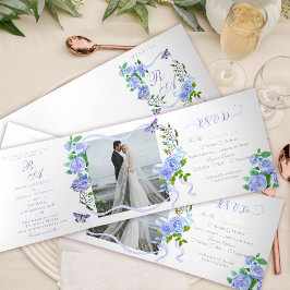 Invitación de boda con foto de monograma de cinta