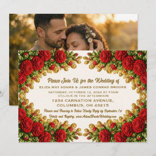 Invitación de boda con foto de Ohio Red Carnation