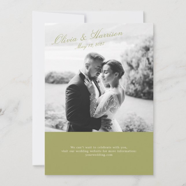 Invitación de boda con foto de Olive Garden (Reverso)