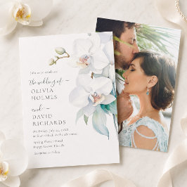 Invitación de boda con foto de orquídea blanca ele