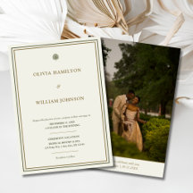 Invitación de boda con foto de palma marfil y dora