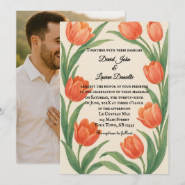 Invitación de boda con foto de Paraíso de Tulipane