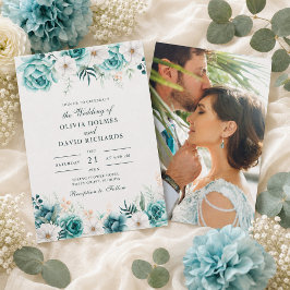 Invitación de Boda con Foto de Pareja Botánica Ver