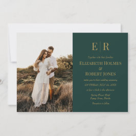 Invitación de Boda con Foto de Pareja Monograma Ve