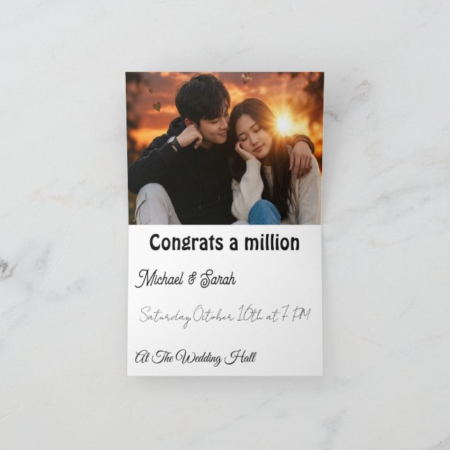 Invitación de boda con foto de pareja romántica (Interior)