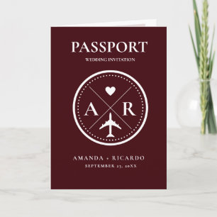 Invitación de boda con foto de pasaporte elegante 