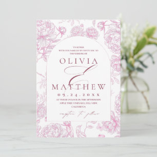 Invitación de boda con foto de peonía Toile france