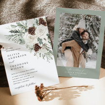 Invitación de boda con foto de pino floral de invi