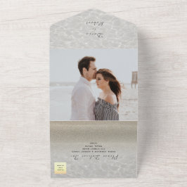 Invitación de boda con foto de playa todo en uno