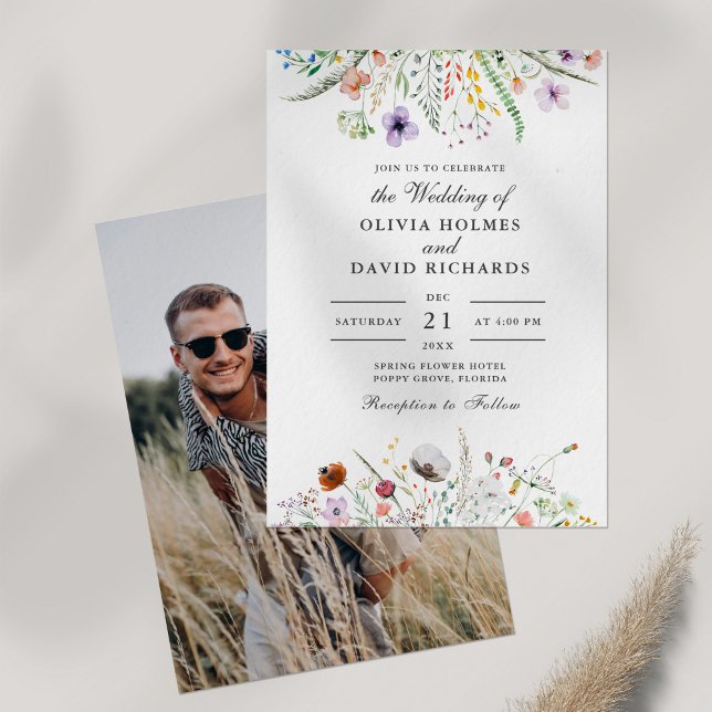 Invitación de boda con foto de pradera de flores s (Subido por el creador)