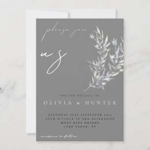Invitación de boda con foto de rama de olivo acuar
