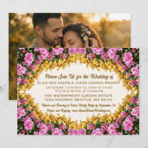 Invitación de Boda con Foto de Rhododendron de la