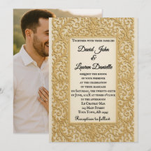 Invitación de Boda con Foto de Siempre Dorado