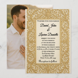 Invitación de Boda con Foto de Siempre Dorado
