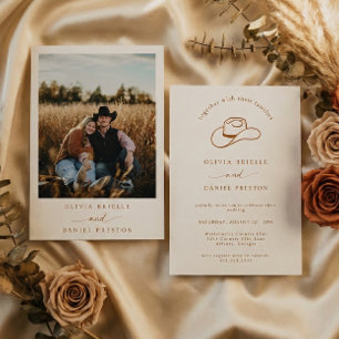 Invitación de Boda con Foto de Sombrero de Vaquero