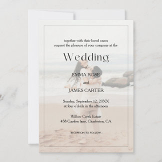 Invitación de boda con foto de superposición minim