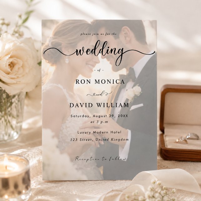 Invitación de Boda con Foto de Superposición Mínim (Subido por el creador)