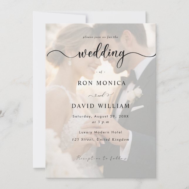 Invitación de Boda con Foto de Superposición Mínim (Anverso)