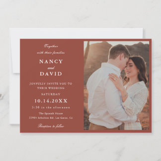 Invitación de boda con foto de terracota