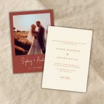 Invitación de boda con foto de terracota boho chic