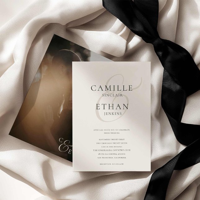 Invitación de boda con foto de tipografía moderna (Modern Typography Photo Wedding Invitation)