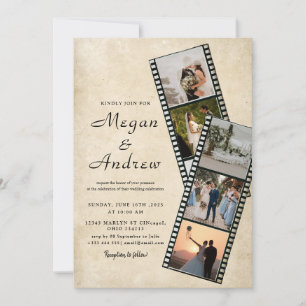Invitación de boda con foto de tira de película