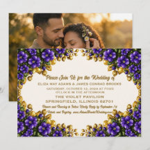 Invitación de boda con foto de violeta azul de Ill