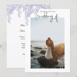 Invitación de Boda con Foto de Wisteria Púrpura
