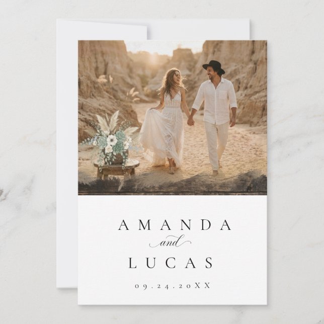 Invitación de Boda con Foto del Desierto Boho (Anverso)