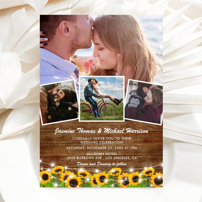 Invitación de boda con foto del girasol rústico 4 (Subido por el creador)