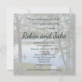 Invitación de boda con foto del lago de la canción