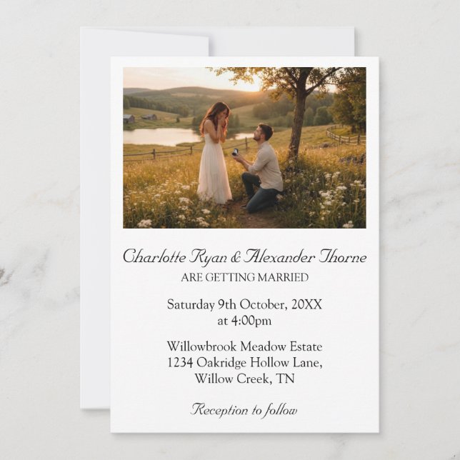 Invitación de Boda con Foto Editable Moderna (Anverso)