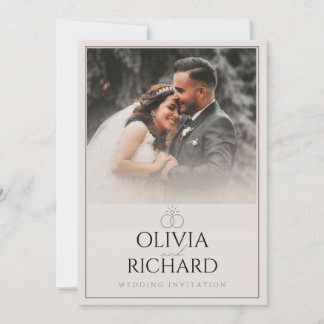 Invitación de boda con foto elegante minimalista