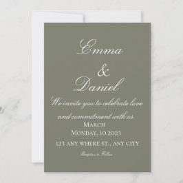 Invitación de boda con foto elegante simple verde