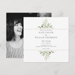 Invitación de Boda con Foto en Acuarela Botánica V