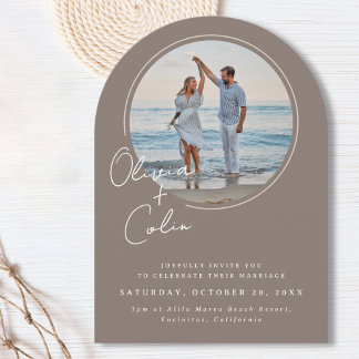 Invitación de Boda con Foto en Arco y Nombres en S