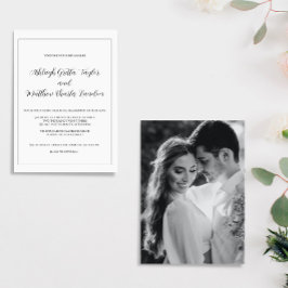 Invitación de boda con foto en blanco y negro eleg